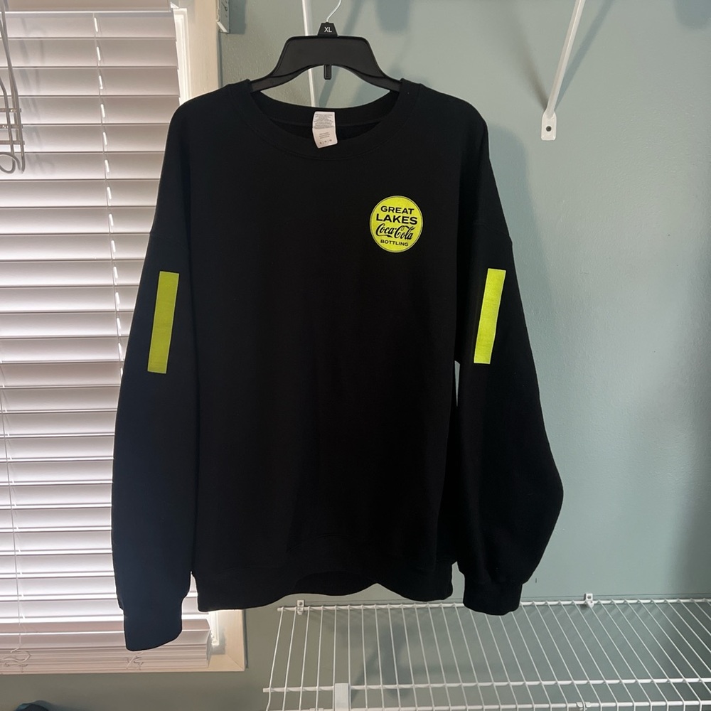 Gildan Black Crewneck Sweater with Neon Accents